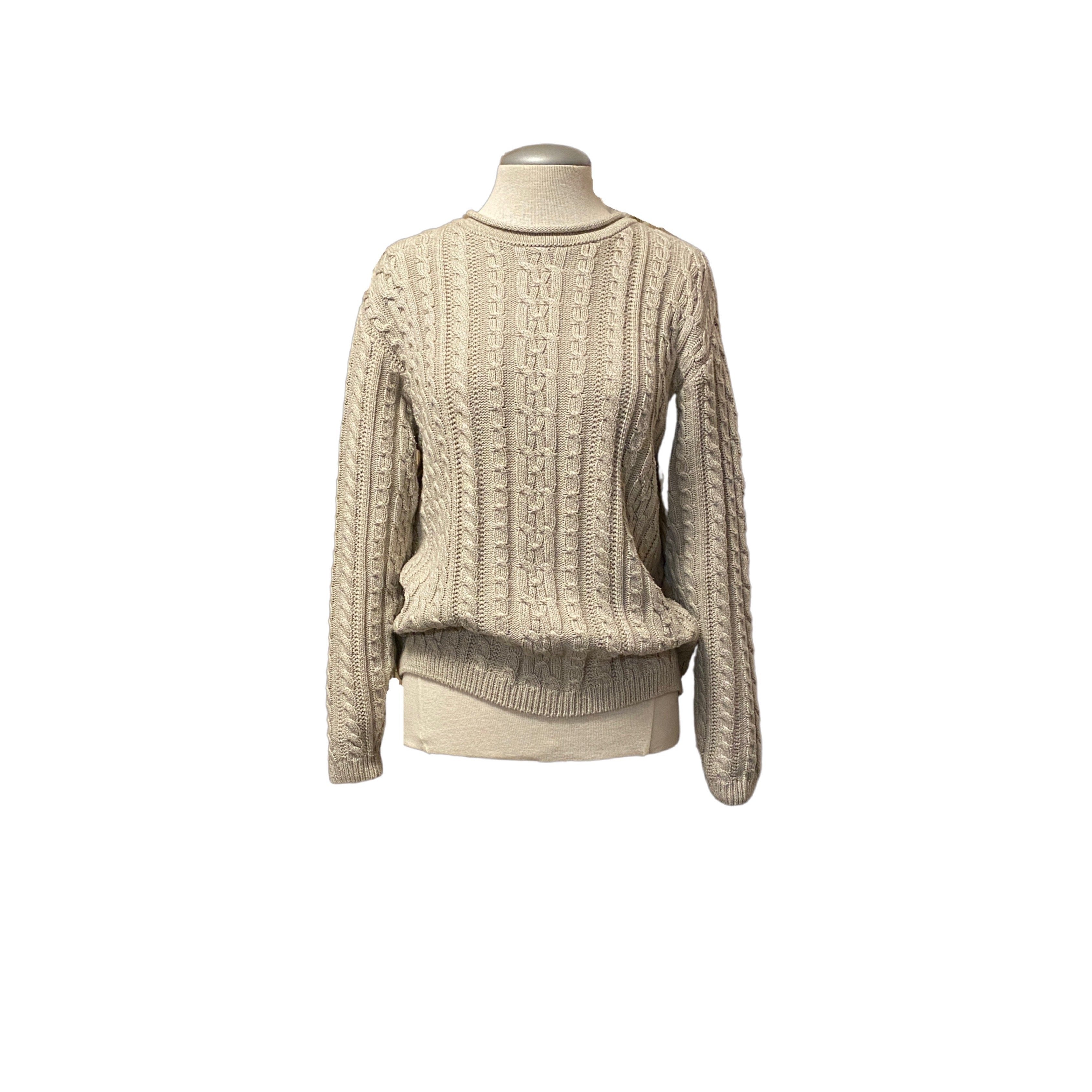 MUSHROOM BISQUE CABLE KNIT SWEATER sz. M