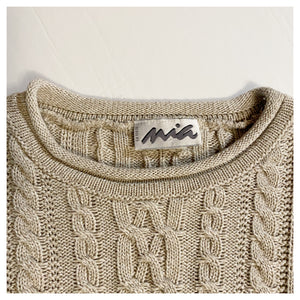 MUSHROOM BISQUE CABLE KNIT SWEATER sz. M