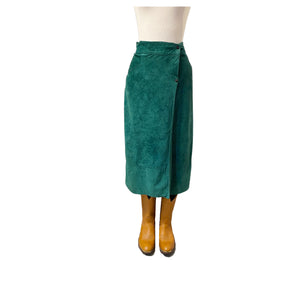 ITS NOT EASY BEING GREEN SUEDE WRAP SKIRT