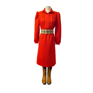 LADY IN RED PUFF SLEEVE DRESS