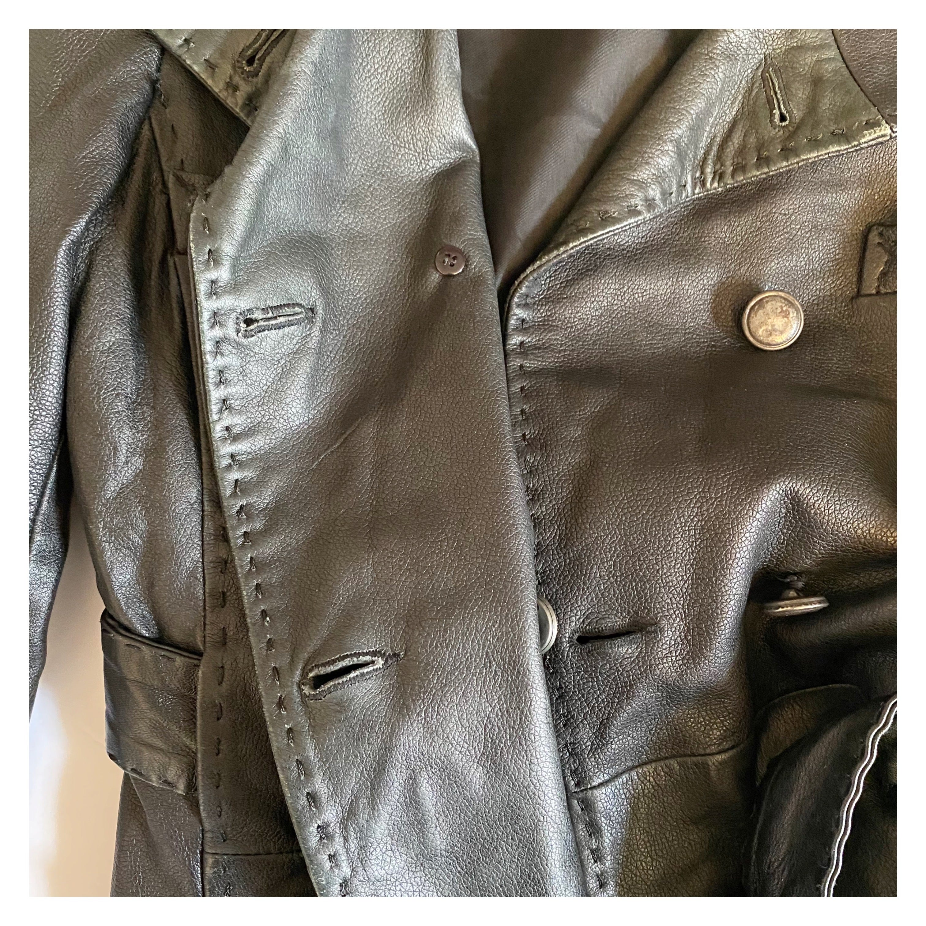 BACK IN BLACK LEATHER TRENCH COAT