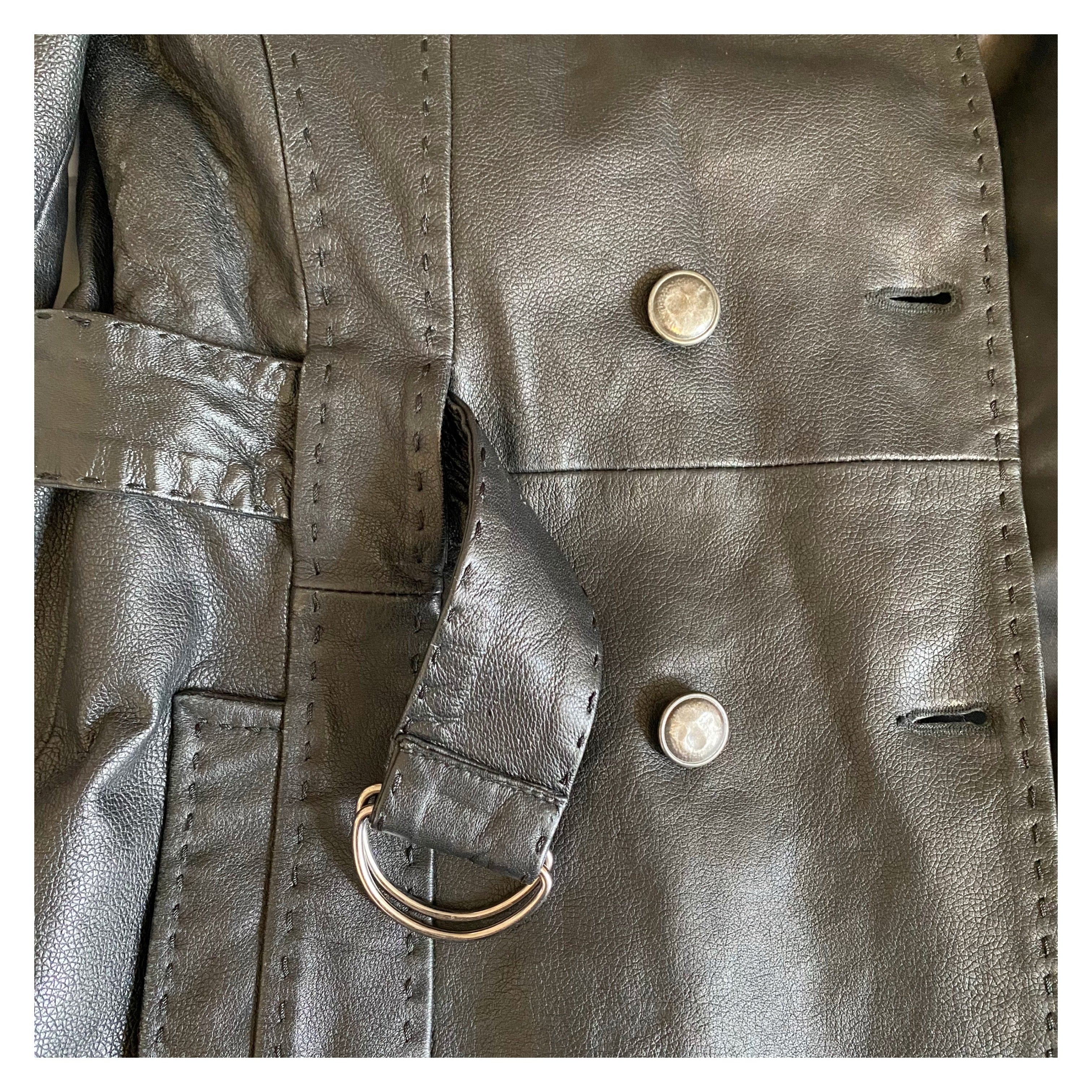 BACK IN BLACK LEATHER TRENCH COAT