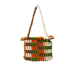 VINTAGE - COLOUR BLOCK MACRAME HANDBAG